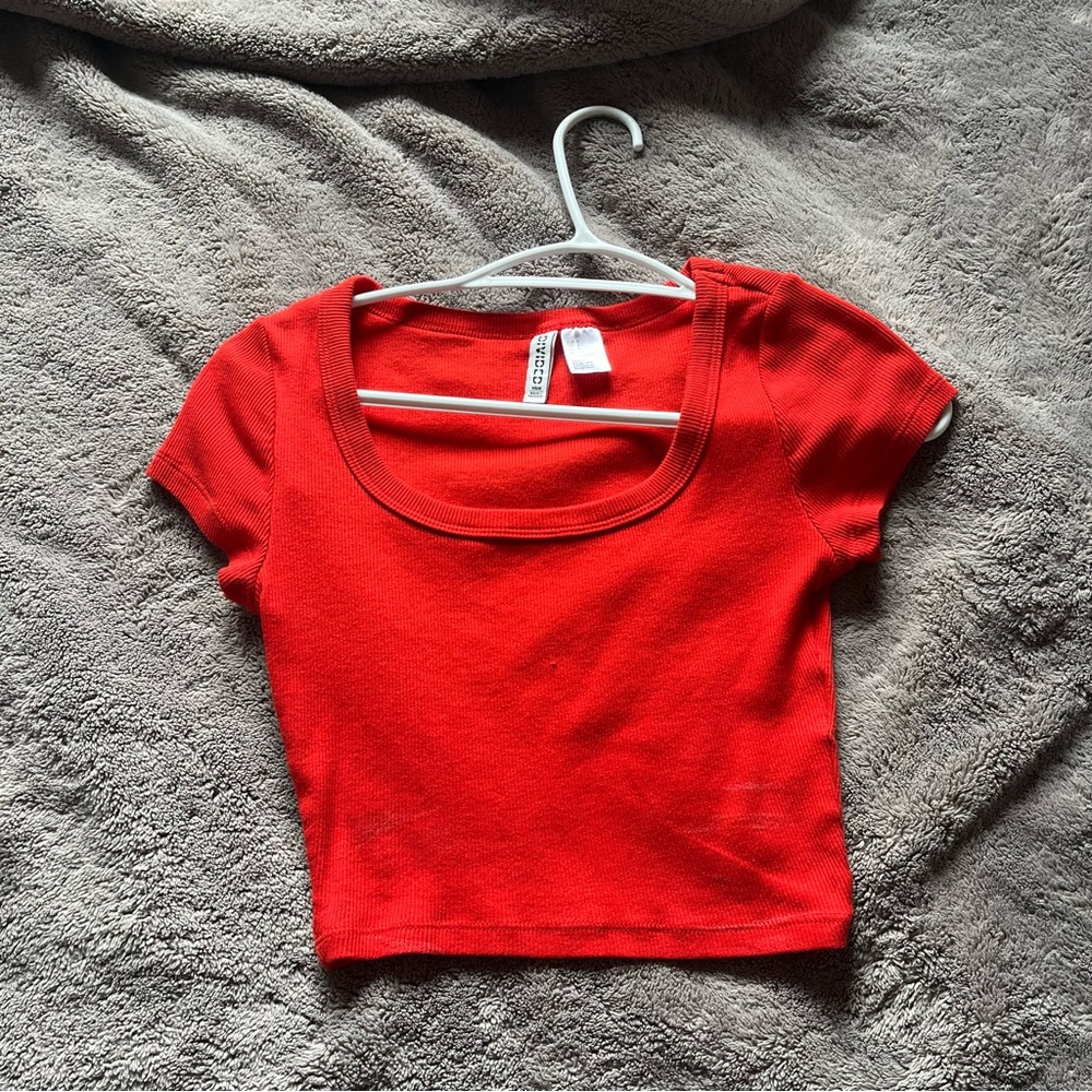 Red Squareneck Top